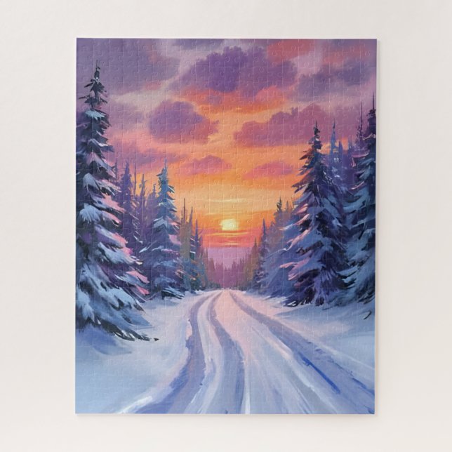 Snow Sunset | Winter Mountain Landscape Jigsaw Puzzle (Vertical)