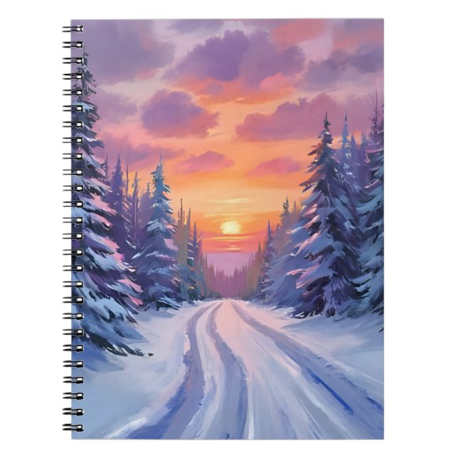 Snow Sunset | Winter Mountain Landscape Notebook (Front)
