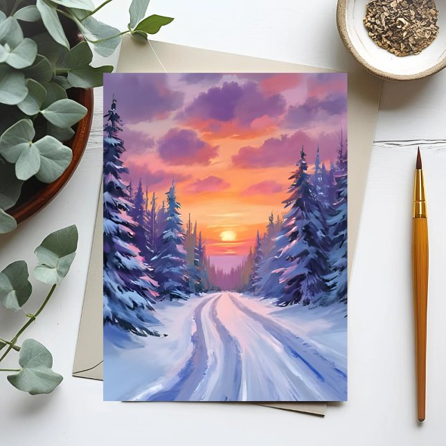 Snow Sunset | Winter Mountain Landscape Postcard (Creator Uploaded)