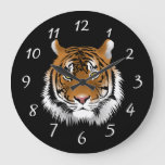Snow Tiger Face Large Clock at Zazzle