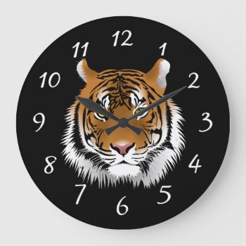 Snow Tiger Face Large Clock by paul68 at Zazzle