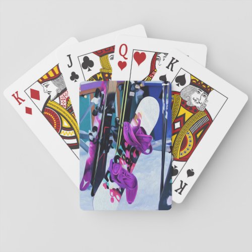 Snow Time _ Snowboards and Skis Poker Cards