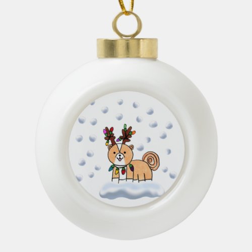 Snow Time With Pupeye  Ceramic Ball Christmas Ornament