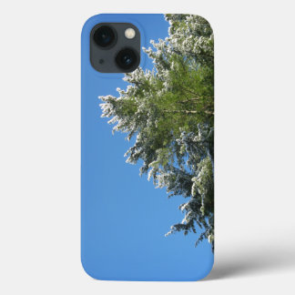 Snow-tipped Pine Tree on Blue Sky iPhone 13 Case