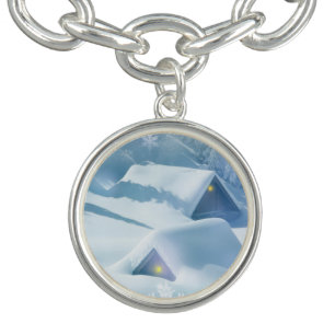 Snow topped roof in a forest bracelet