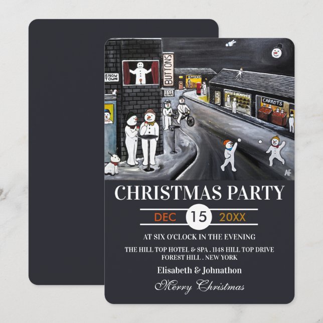 Snow Town Christmas Party Invitation (Front/Back)