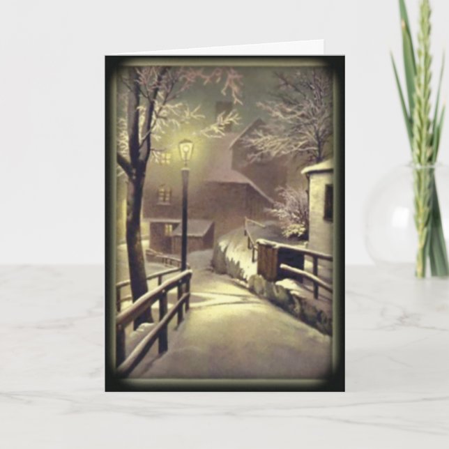 Snow Town Custom Greetings Card (Front)