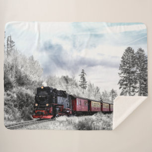 SNOW TRAIN SHERPA BLANKET