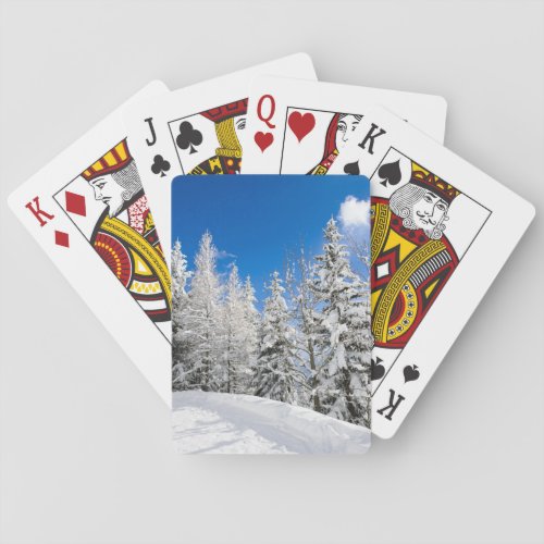 Snow trees under a clear blue sky deck poker cards