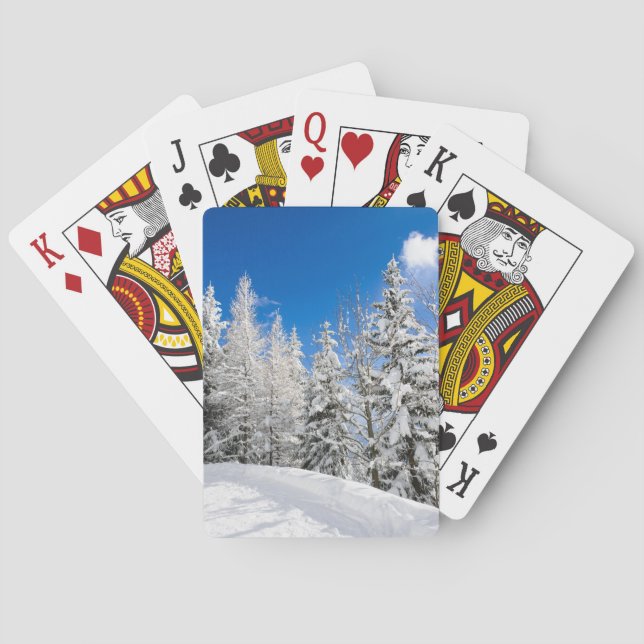 Snow trees under a clear blue sky deck poker cards (Back)