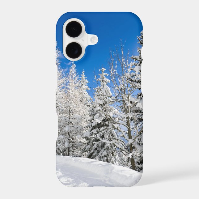 Snow trees under a clear blue sky iphone case (Back)