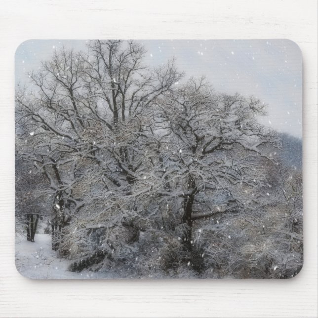 Snow Trees Winter Holiday Art Mousepad (Front)