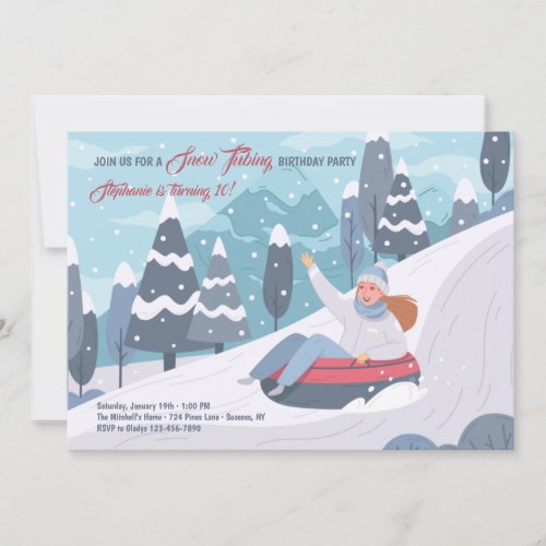 Snow Tubing Birthday Party Invitation