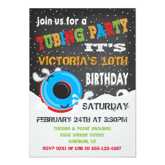 Snow Tubing Birthday Party Invitation Zazzle Com