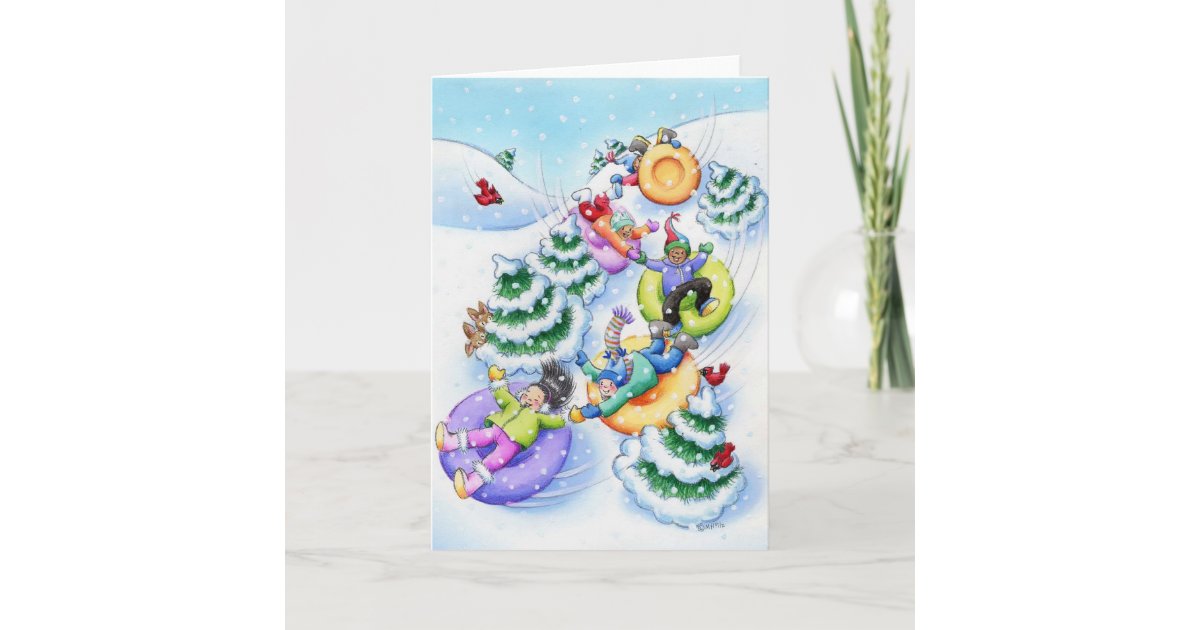 Snow Tubing Holiday Card Zazzle