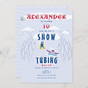 Snow Tubing Race Winter Sports Birthday Party Invitation