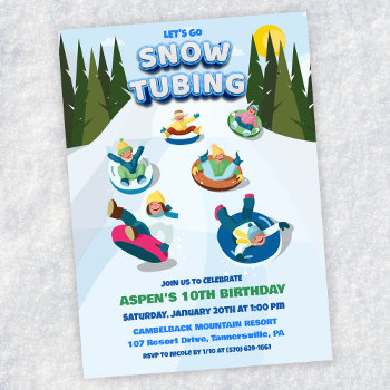 Snow Tubing Winter Birthday Invitation by PaperandPomp at Zazzle