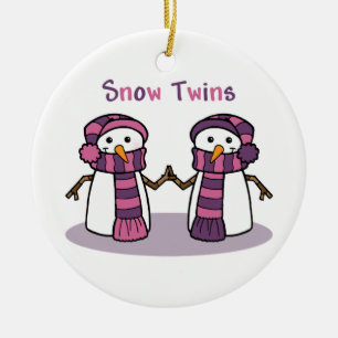 Snow Twins Girls Ceramic Ornament