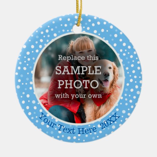 Snow Two Photo Two Sided Personalized Ceramic Ornament