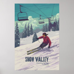 Snow Valley California Ski Resort Travel Poster