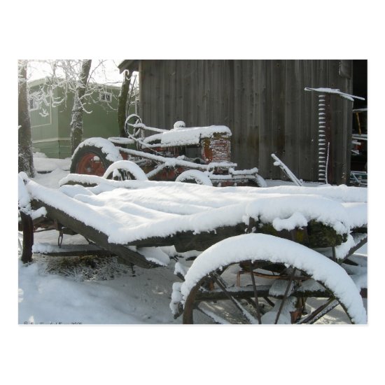 Snow wagon postcard