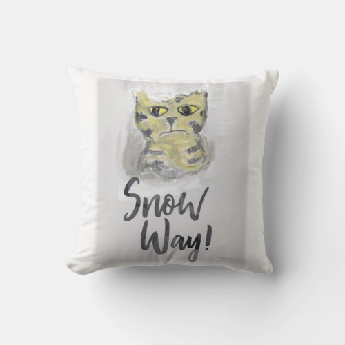 Snow Way Cat Folk Art Painting Humor Winter Icon Throw Pillow