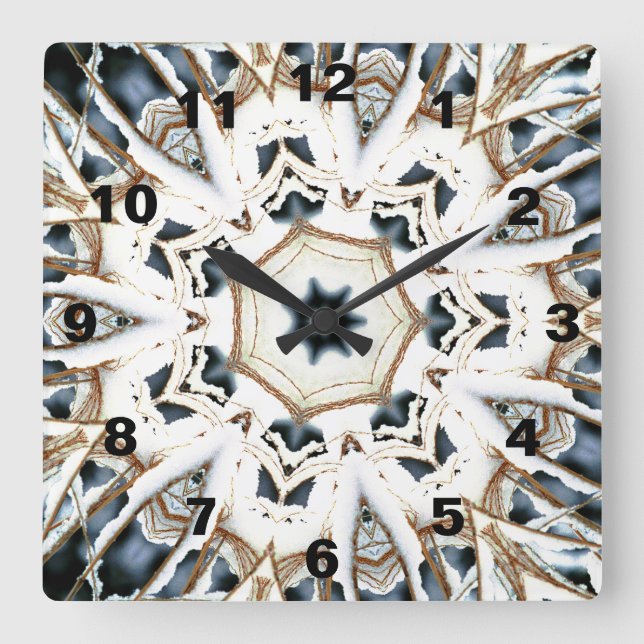 Snow Web Square Wall Clock (Front)