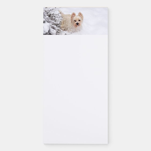 Snow Westie Dog Magnetic Notepad (Front)