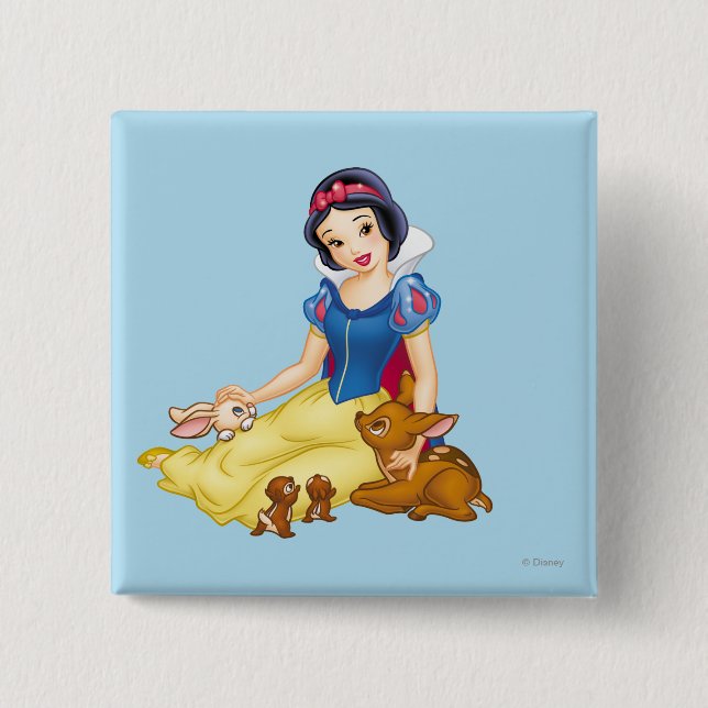 Snow White and Animal Friends Pinback Button (Front)