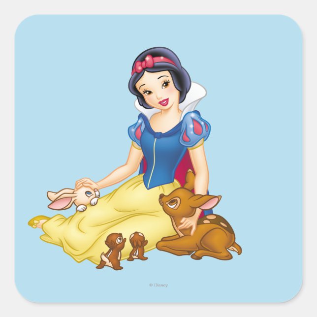 Snow White and Animal Friends Square Sticker (Front)