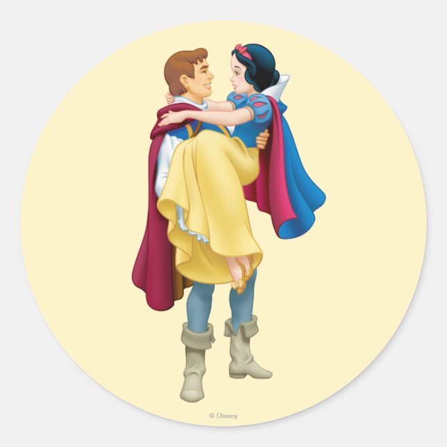 Snow White and Prince Charming Classic Round Sticker (Front)
