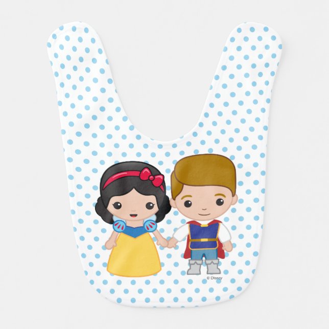 Snow White and Prince Charming Emoji Baby Bib (Front)