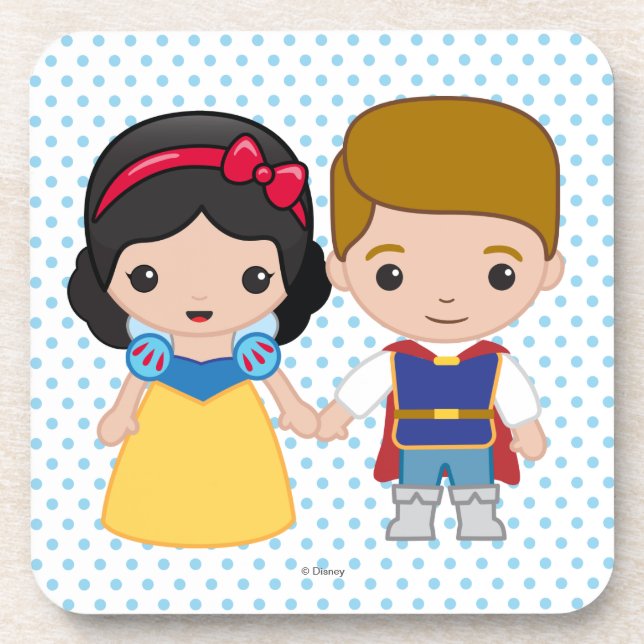 Snow White and Prince Charming Emoji Beverage Coaster (Front)