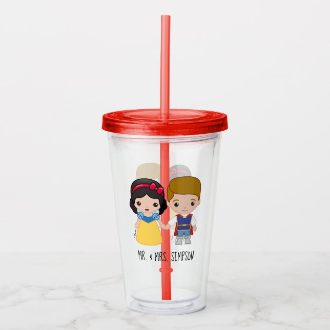Snow White and Prince Charming Emoji - Mr. & Mrs. Acrylic Tumbler (Front)