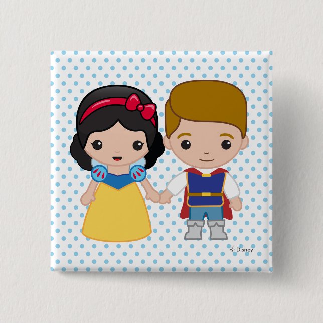 Snow White and Prince Charming Emoji Pinback Button (Front)