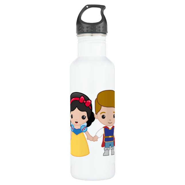 Snow White and Prince Charming Emoji Stainless Steel Water Bottle (Front)