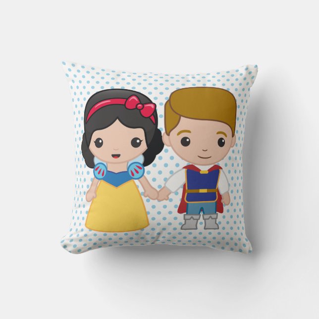 Snow White and Prince Charming Emoji Throw Pillow (Front)
