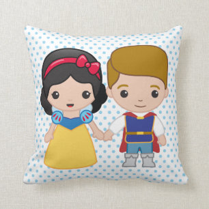 Snow White and Prince Charming Emoji Throw Pillow