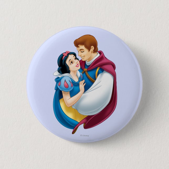 Snow White and Prince Charming Hugging Pinback Button (Front)