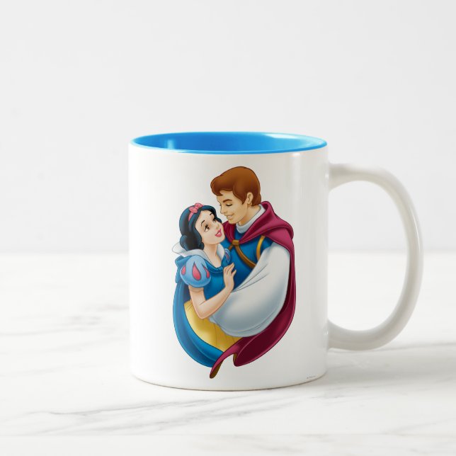 Snow White and Prince Charming Hugging Two-Tone Coffee Mug (Right)