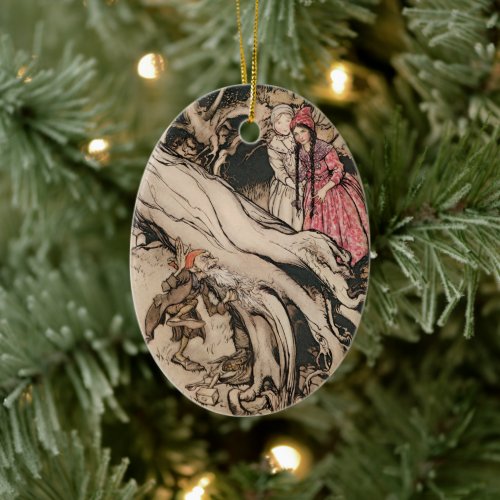 Snow White and Rose Red by Arthur Rackham Ceramic Ornament