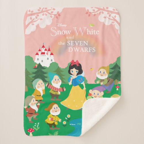 Snow White and the Seven Dwarfs Cartoon Sherpa Blanket