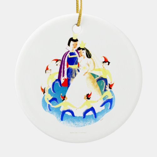 Snow White and the Seven Dwarfs Vintage WPA Print Ceramic Ornament