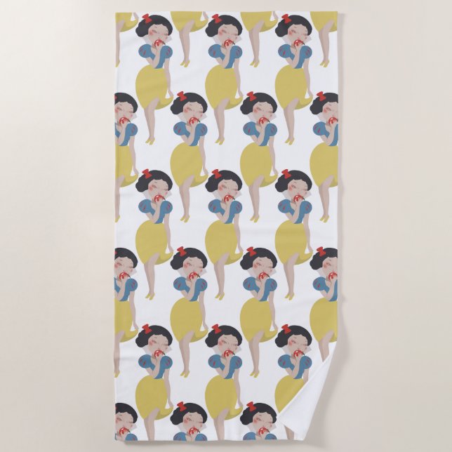 Snow White Biting The Apple 2 Pattern Beach Towel (Front)