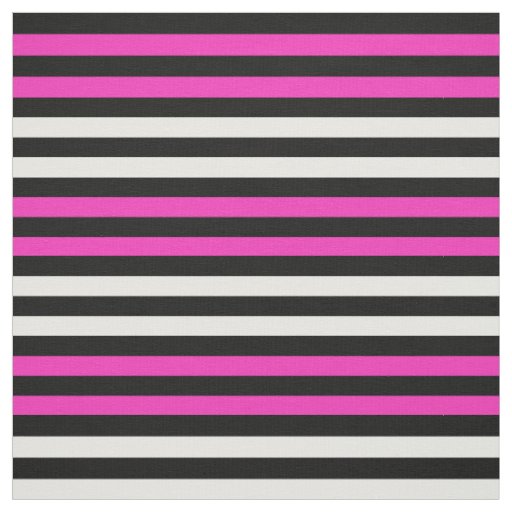 Snow white, Bright pink, midnight black stipe Fabric
