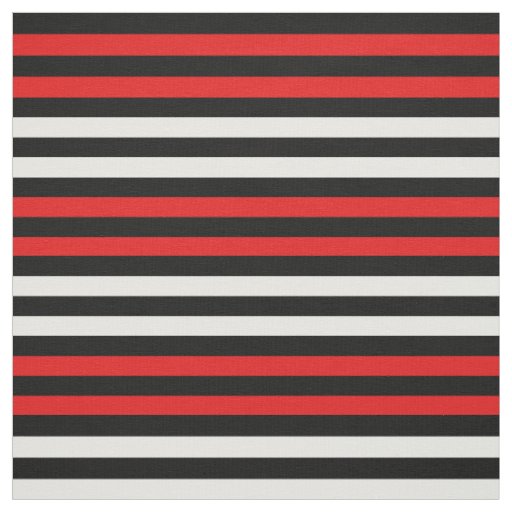 Snow white, Bright red, midnight black stipe Fabric