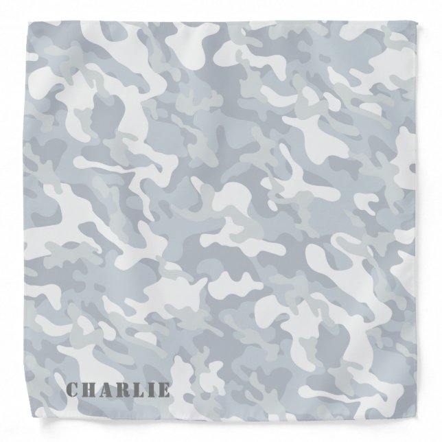 Snow white camouflage custom name bandana (Front)