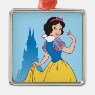 Snow White & Castle Graphic Metal Ornament