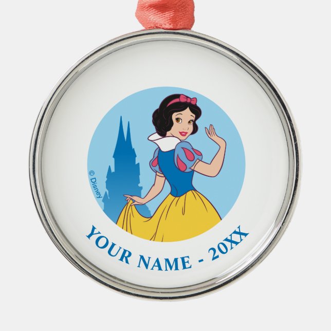 Snow White & Castle Graphic Metal Ornament (Front)