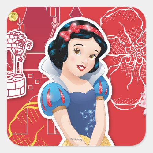 Snow White _ Cheerful and Caring Square Sticker